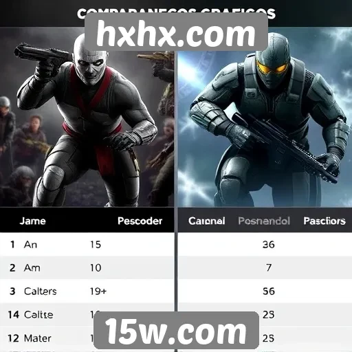 Comparativo de gráficos entre jogos em hxhx.com